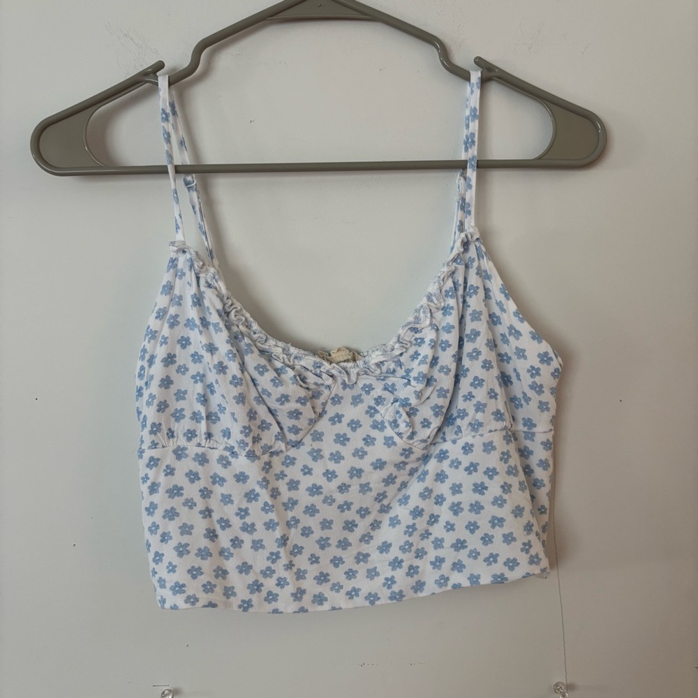 pacsun LA hearts white and light blue floral cami tank top.🩵